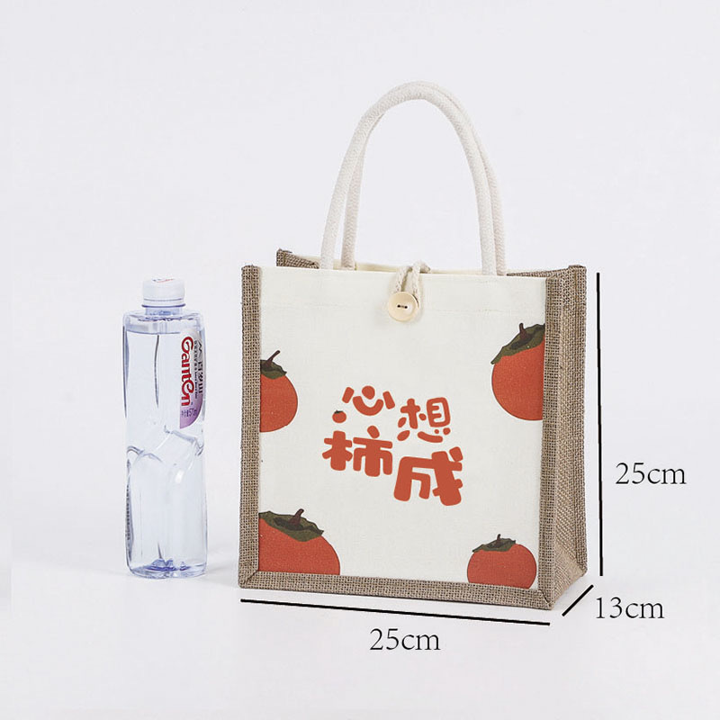 Bolsas de lino personalizadas Renacimiento DIY bolsa de compras de yute Bento impermeable gran capacidad no impresa bolsa de lino image 28