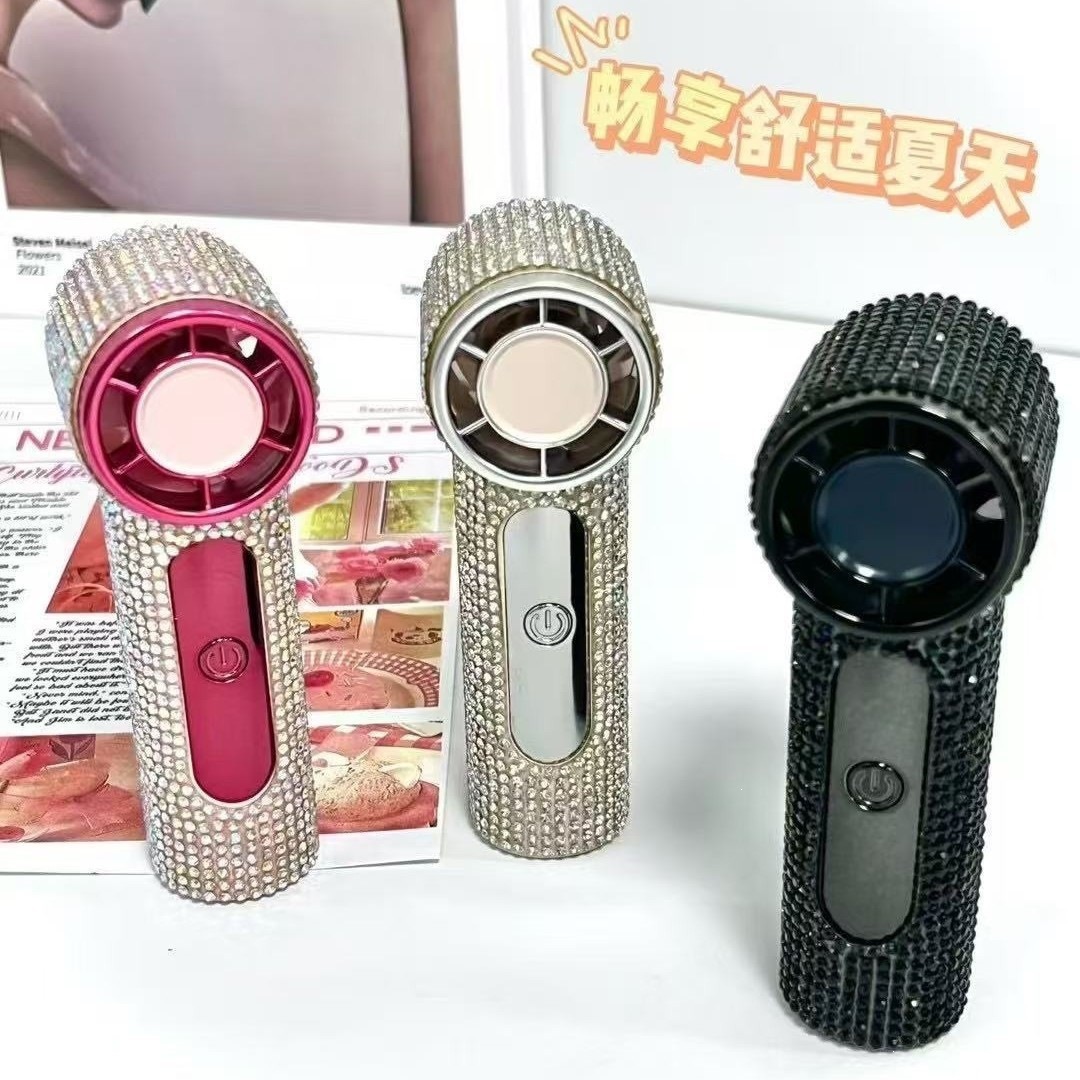 东南亚新款X100镶钻mini手持小风扇高颜值大风力usb充电超长续航