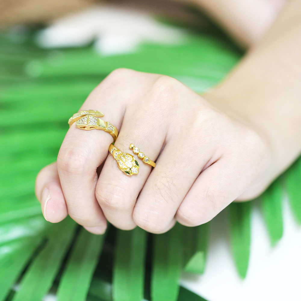 opening ring zircon snake ring tide snake bone index finger ring