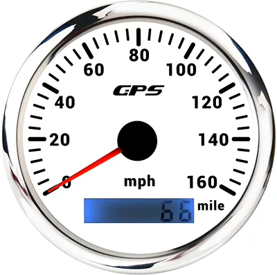 Rv Motorcycle Gps Speedometer: automobile instrument - silver-edge-white-background-160mph
