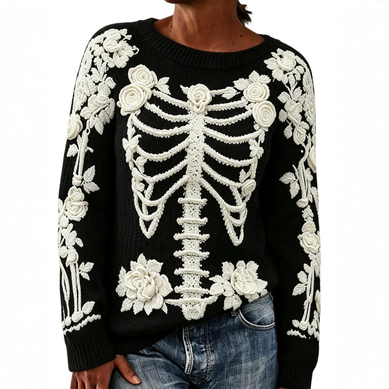 LRQ-Halloween Round Neck Pullover Sweater 3D Digital Print New Amazon Bestseller