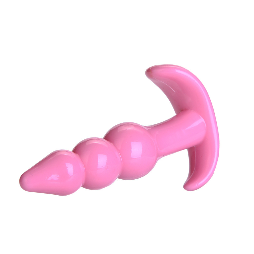 Mini TPE Anal Plug Set with Beaded Design, Pink and Black Options — detail image 10