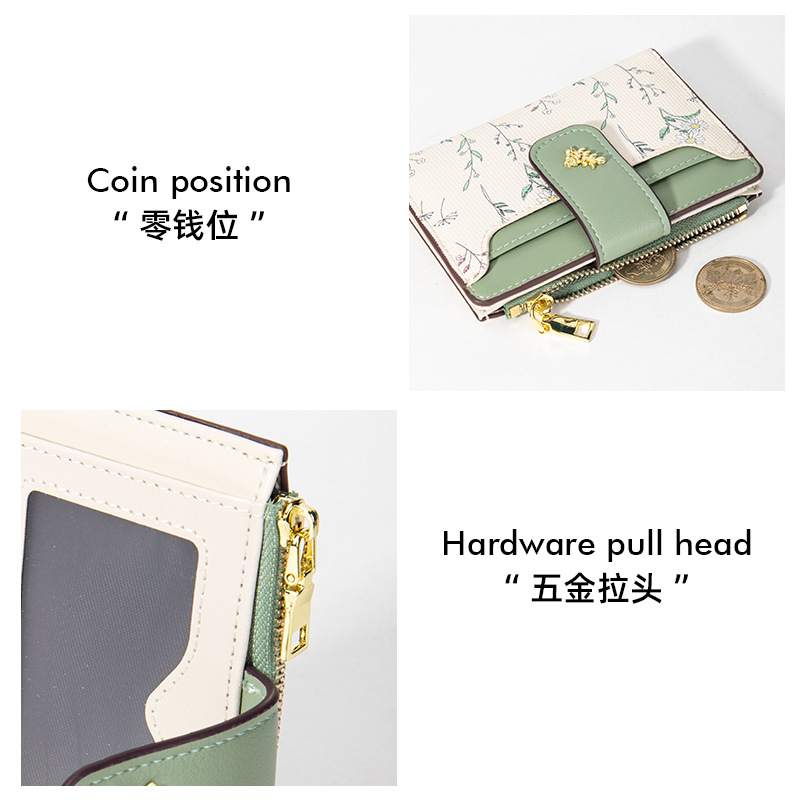 Cartera corta de diseño original ins monedero de nicho femenino tarjetero pequeño y fresco para estudiantes billetera femenina de alta gama