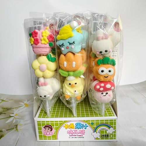 Multi-style cartoon cotton candy lollipop 35g/pc children's candy childhood small snack food toy candy wholesale