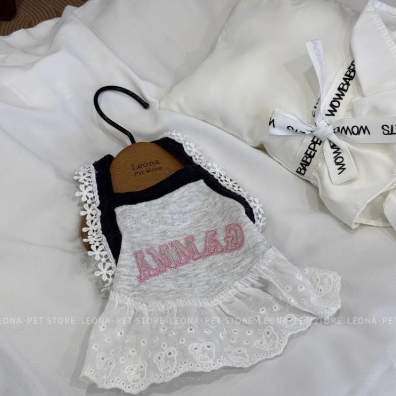 Mascotas primavera y verano encaje princesa estilo tirantes vestido delgado peluche bichón perro pequeño perro gato ropa