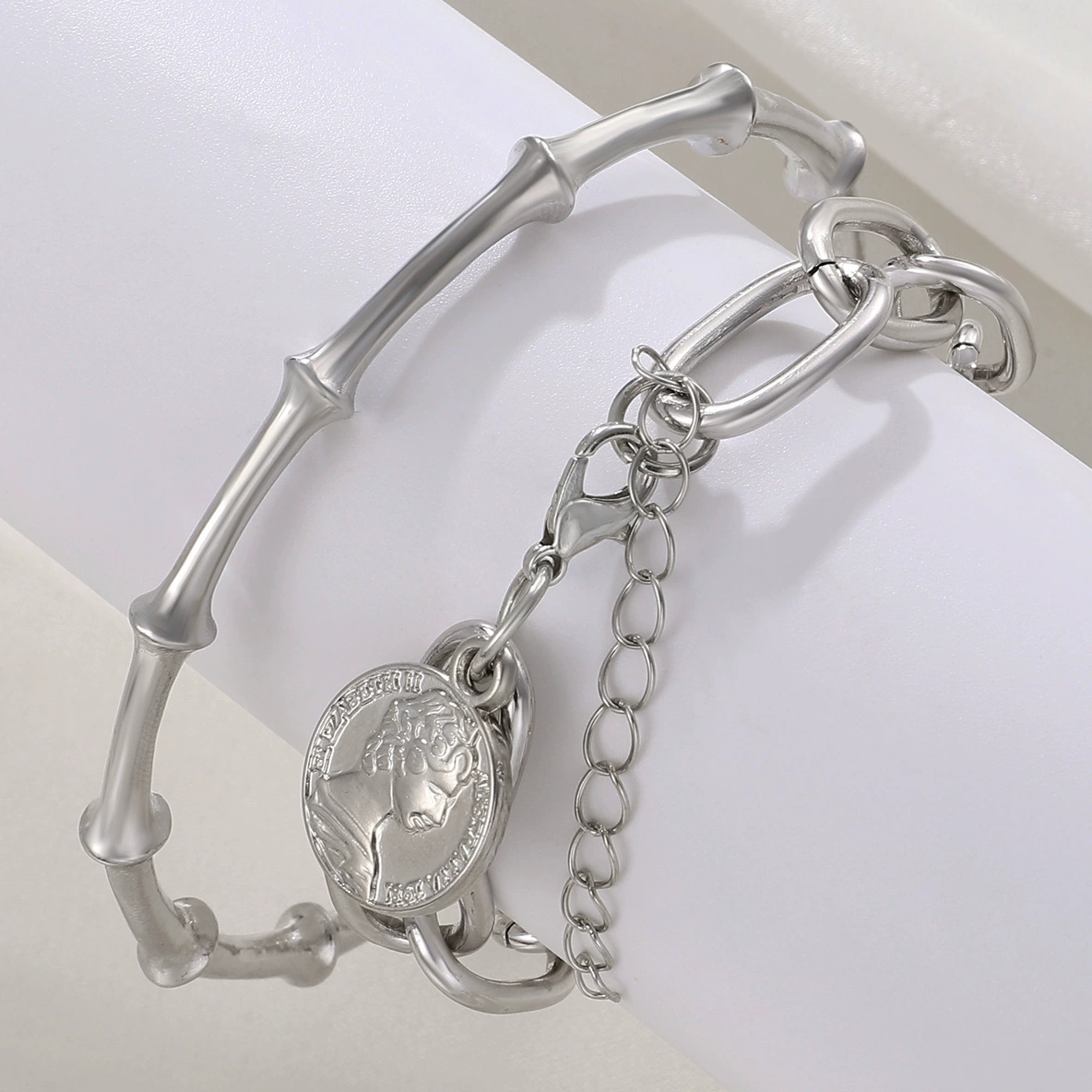 Metal Bracelet Set, 4-Piece Multi-Style (hip-hop, punk, European) – mixed finishes