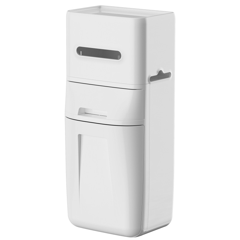 浴室用ゴミ箱 壁掛け式 設置不要 蓋付き トイレットペーパーボックス 一体型 家庭用 キッチン リビングルーム ペーパーバスケット|undefined