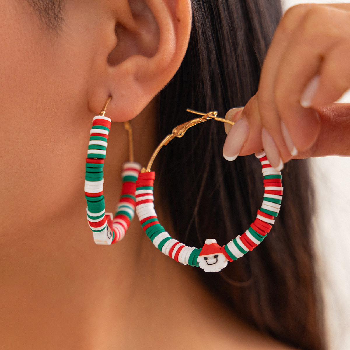 Colorful Soft Ceramic Set With Personalized Hand Drawn Geometric Earrings For Women_voghion.com