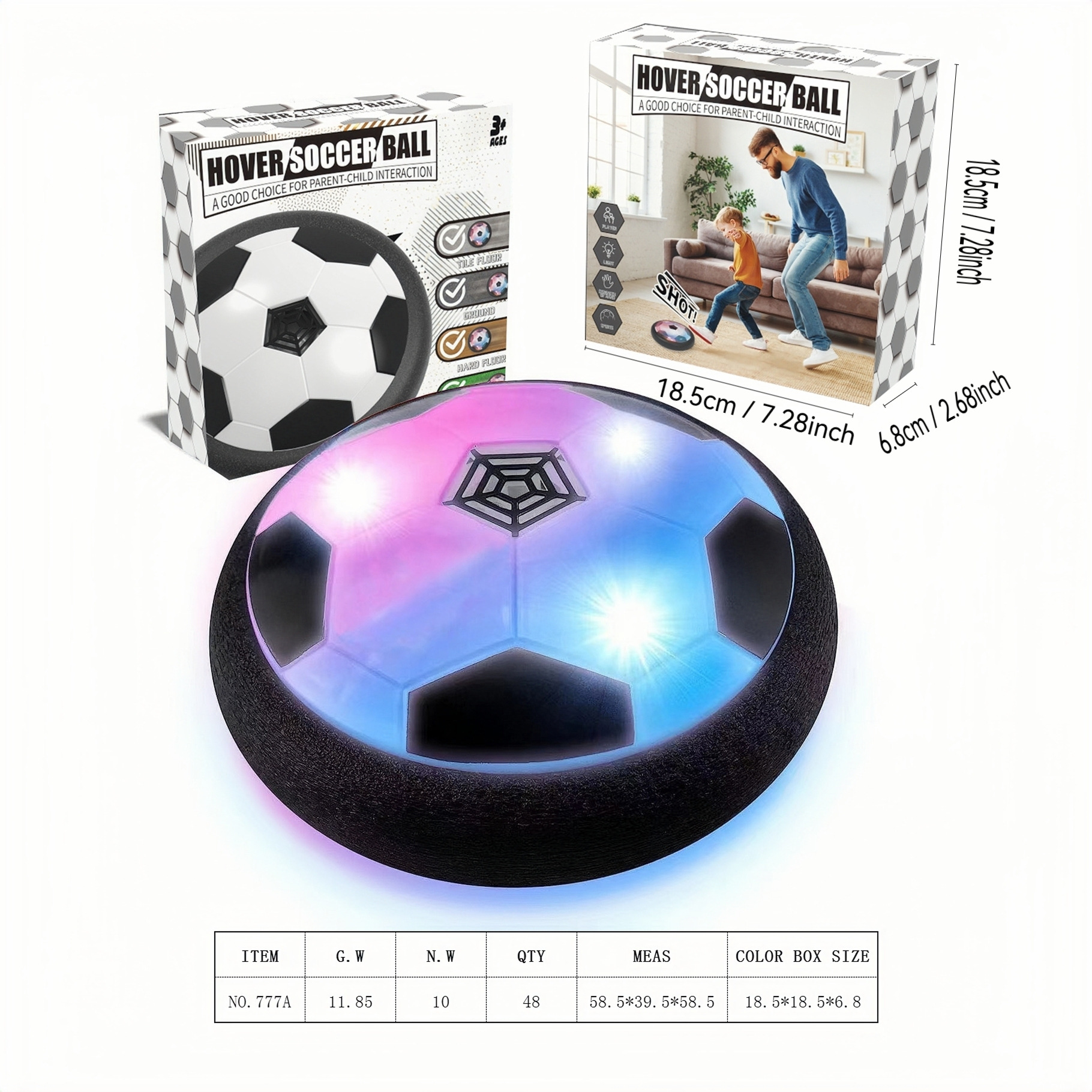 Juguetes infantiles de fútbol flotante transfronterizos de tenis de mesa con luces y música interactiva eléctrica para padres e hijos juguetes deportivos de ocio