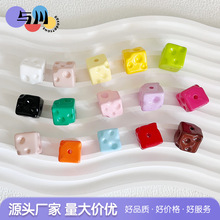 手机链珠子亚克力奶酪方块串珠手工diy手串彩色挂件饰品配件烤漆