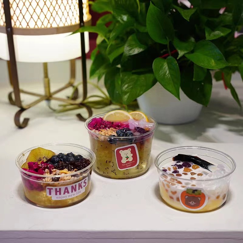 网红冰粉打包盒一次性酸奶水果捞盒子芋圆椰奶冻打包碗商用餐盒