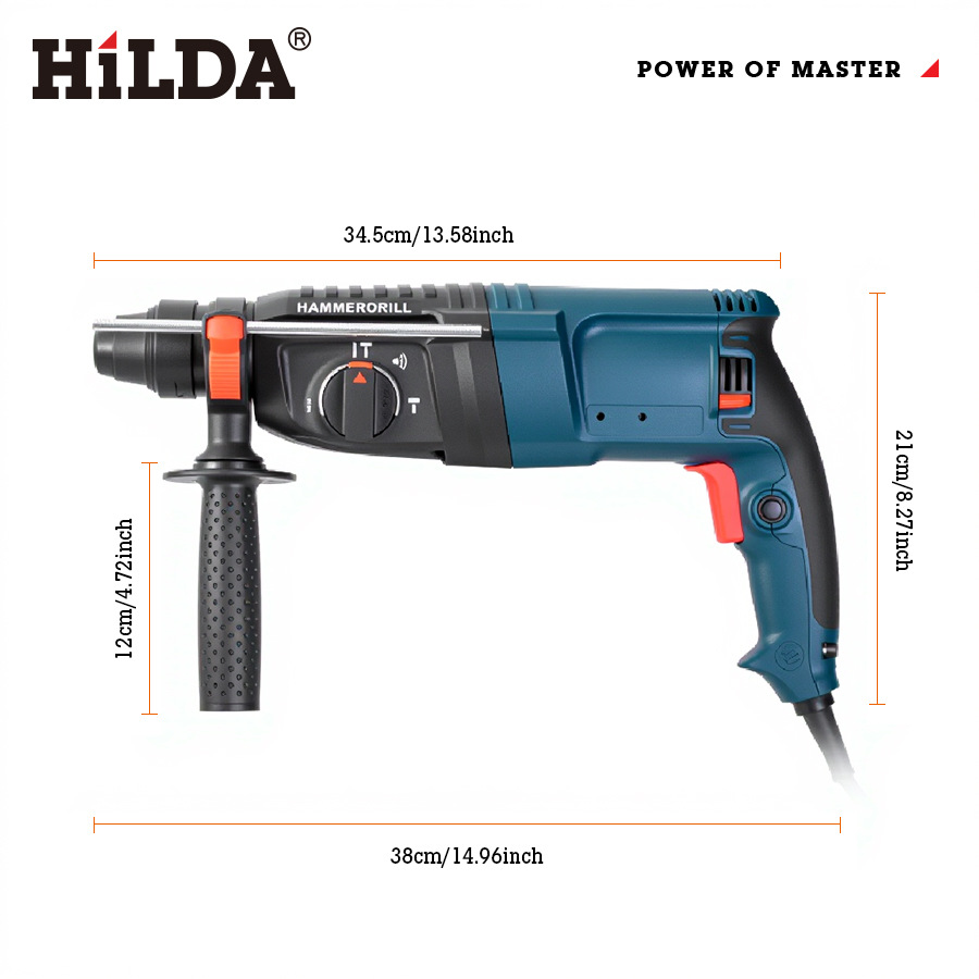 Martillo perforador eléctrico HILDA/Hilda para perforar paredes, atornillar tornillos de expansión y trabajar con hormigón, herramienta eléctrica de doble propósito.