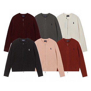 24 New Autum Pony Double Zipper Chest Classic War Horse Logo Embroidered Zipper Long-Sleeved Round Neck Sweater