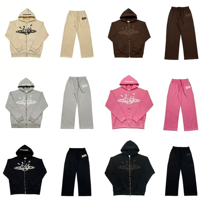 Внешняя торговля Оптовая трансграничная сломанная планета пенистый принт плюс кардиган с капюшоном свитер европейский и американский повседневный костюм