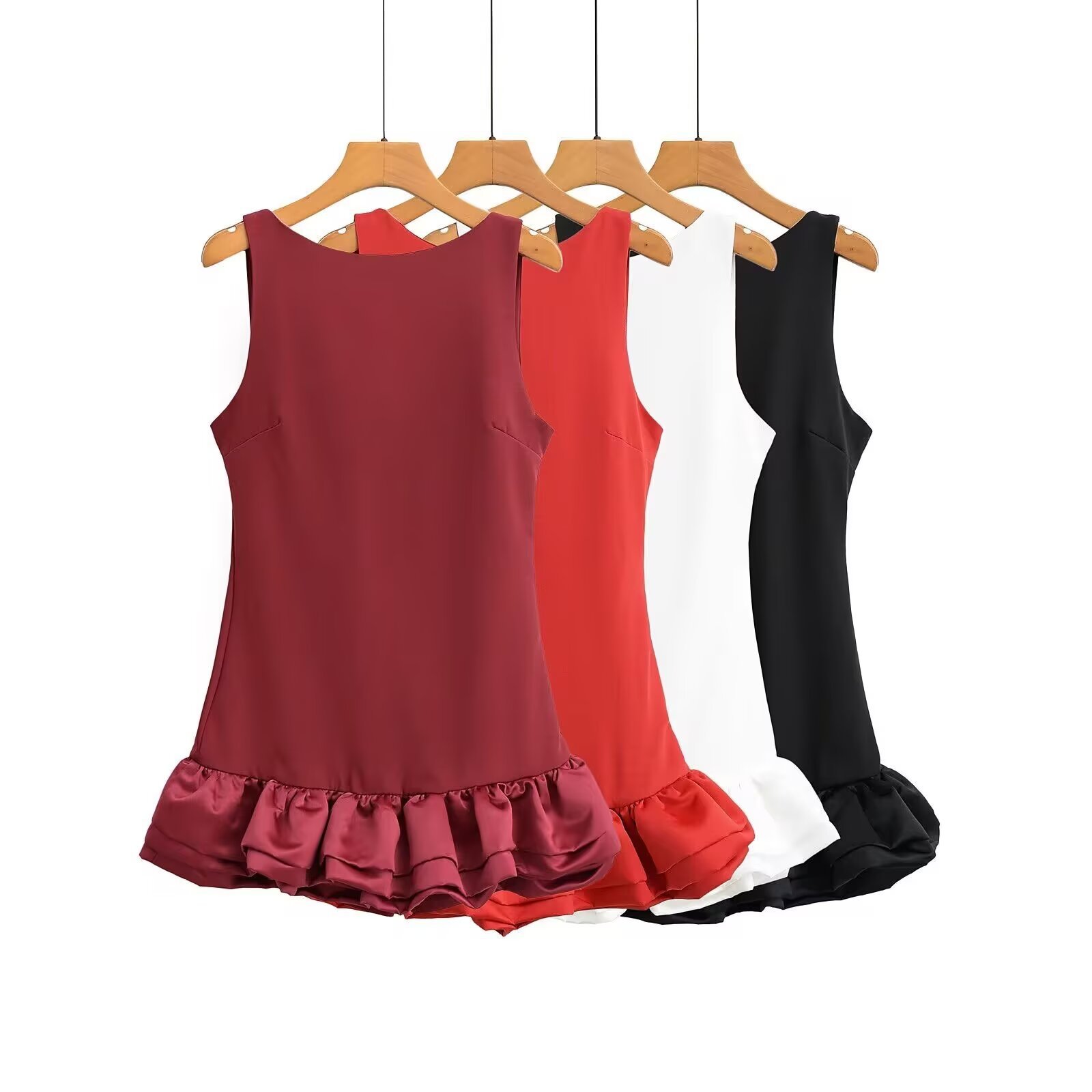 Spring summer vest with a round collar sleevless