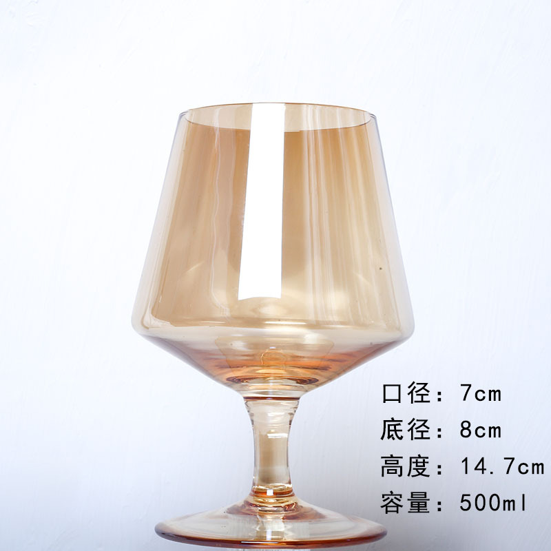 Tazas de vidrio de cristal chapeadas negras de alto pie tazas de vino gris de humo tazas de vino europeas tazas de champán de banquete occidental