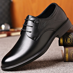 頭層牛皮2023新款男士商務休閒單鞋軟底軟面真皮爸爸鞋中老年單鞋