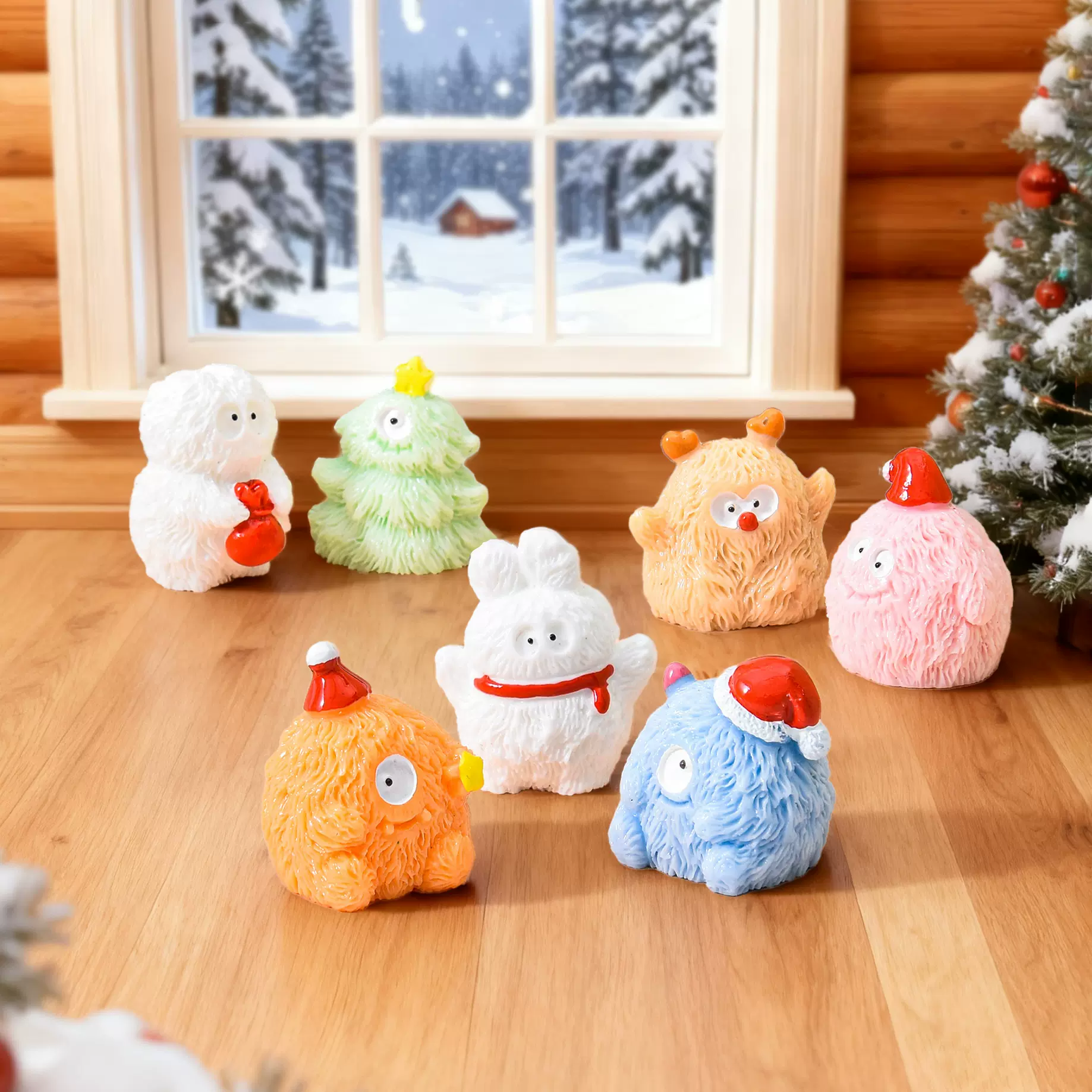微景观创意圣诞节小毛怪动物摆件 娃屋家居diy装饰品桌面小摆件