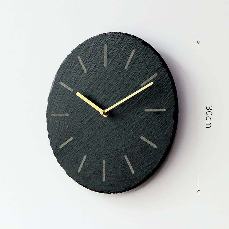 Nórdico creativo hogar Reloj de pared natural pizarra piedra láser escala swing reloj mudo adornos de moda