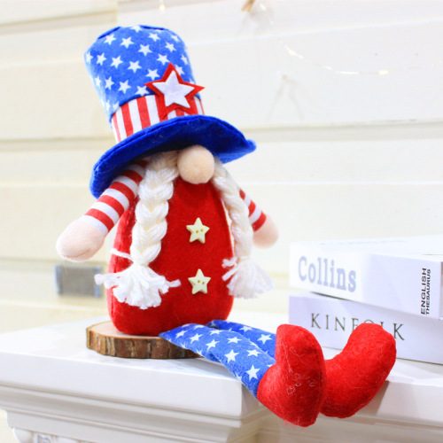 Cross-border  American Independence Day faceless doll ornament striped five-star dwarf figure National Day decoration hanger