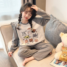 代发女童家居服春款套装长袖套头卡通休闲宽松女孩睡衣睡裤两件套