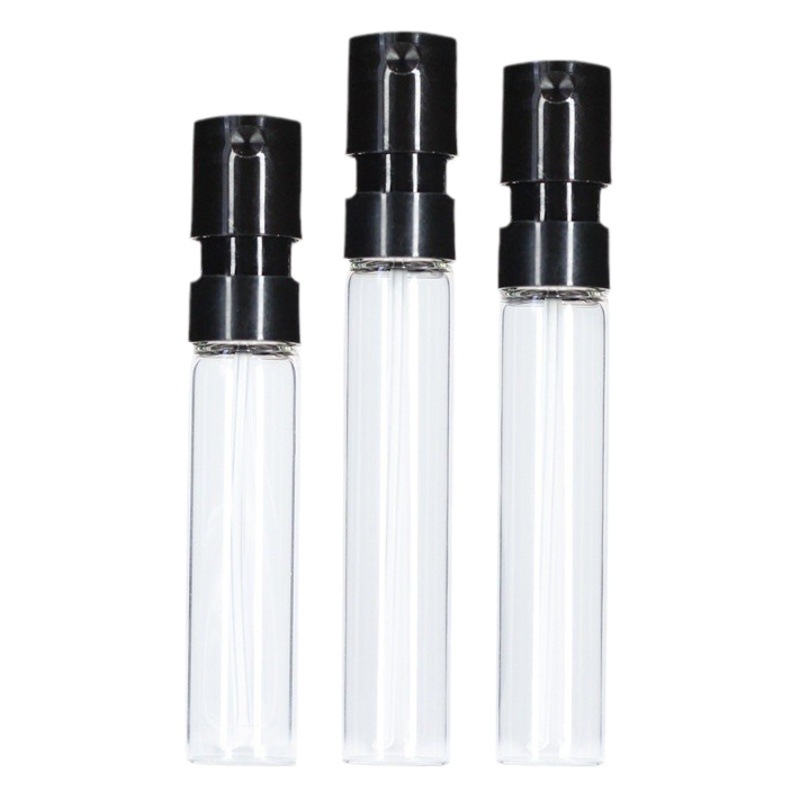 Botella de Perfume de Vidrio Transparente de 1 ml al por Mayor, Botella de Muestra de Recarga de Perfume de 2 ml, Mini Botella de Spray Francesa Portátil