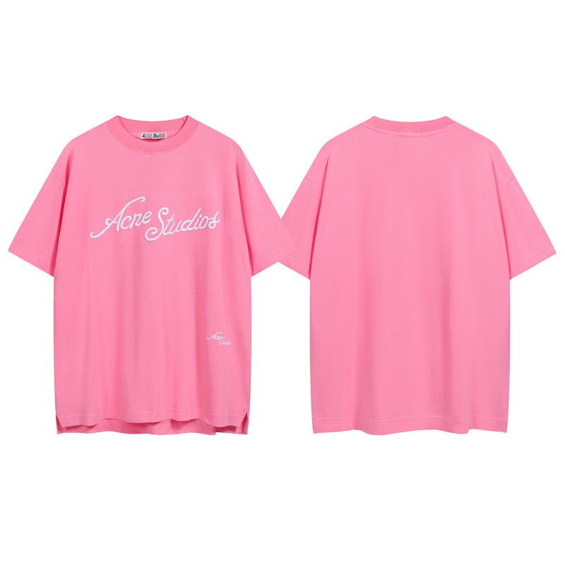 夏の小衆潮牌高街ACアルファベット刺繍ゆるいカジュアル男女カップル半袖丸首tシャツ半袖シャツ|undefined