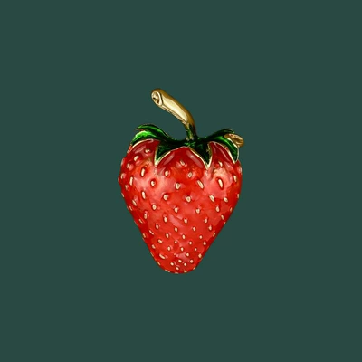 Cartoon Pin Drop Oil – Yaxa sancaqları - glazed-large-strawberry-brooch-full-red