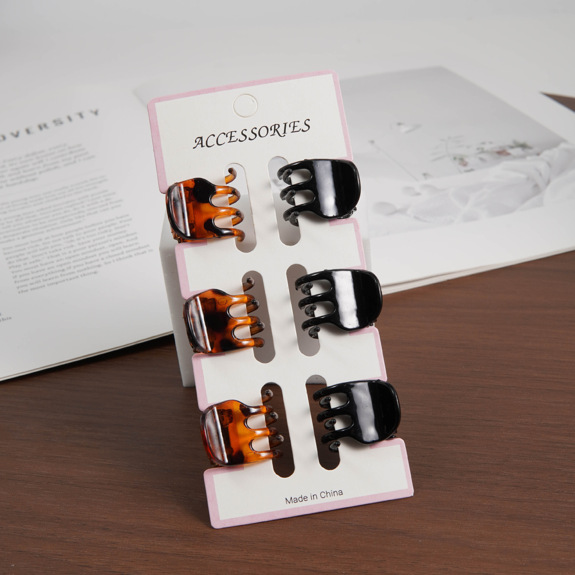 2cm 상단 카드(밝은 검정색 + 밝은 거북이 껍질) 6개 세트 1