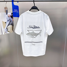 夏季男装鲨鱼刺绣短袖T恤男装时尚简约短袖休闲套头T恤B1CNE2403