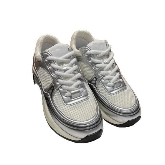 silver Running Shoes Women's 2023 Season New Style Fragrant Style Silver Corner King sneaker Mesh Breathable Height-increasing Torre Shoes