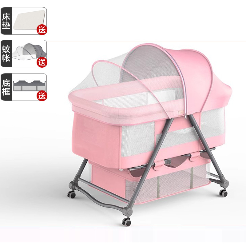 Cuna portátil plegable Cuna Cama con rodillo móvil cama de bebé BB dormir recién nacido cama de empalme