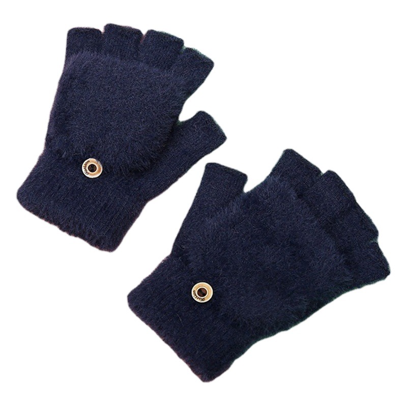Nuevo terciopelo de visón Flip medio dedo guantes niñas coreanas guantes de punto al aire libre a prueba de frío guantes calientes al por mayor