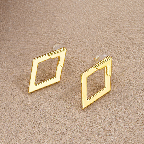 Bestselling European and American creative minimalist geometric rhombus hollow earrings double-layer high-end design elegant woman quality earrings