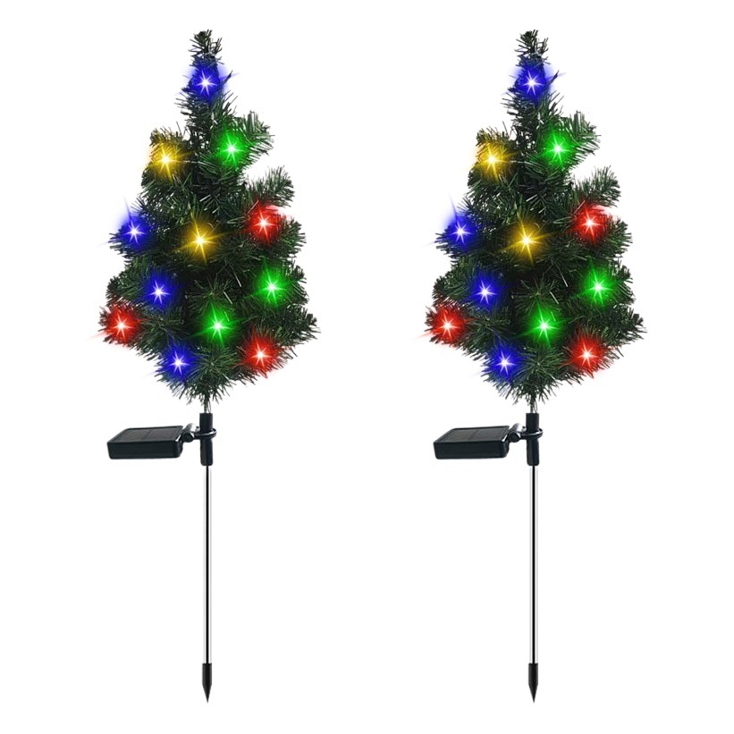 Transfronterizo nuevo solar luces del árbol de Navidad jardín decoración tierra césped LED luces de colores al aire libre impermeable luces del paisaje