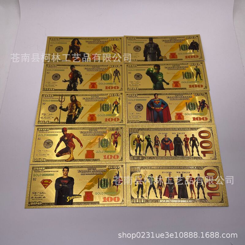 Cross-border plastic gold foil American movie theme hero series superman card sea king gold-plated badge can be set