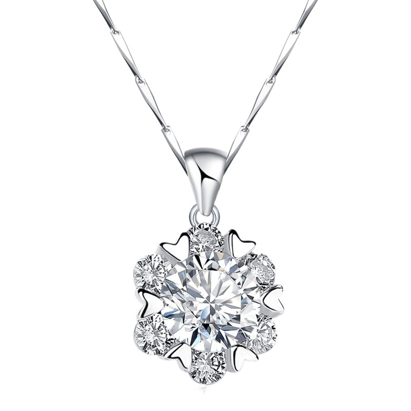 Collar de plata esterlina s999 Cadena de clavícula hembra s999 copo de nieve colgante accesorios decoración corta simple micro diamante joyería de plata