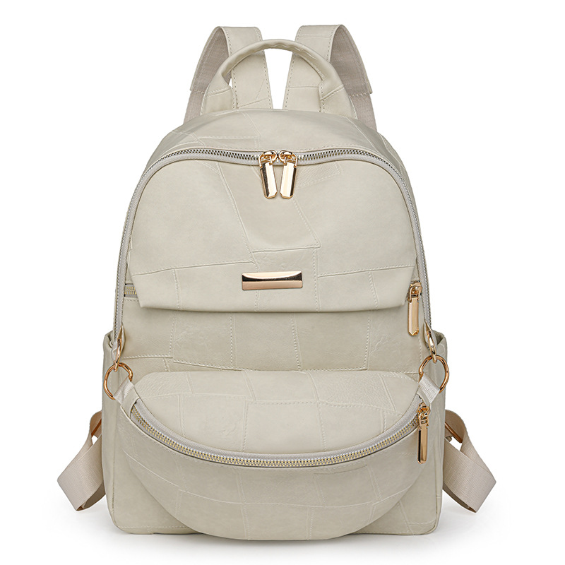 2024 nueva mochila de cuero suave para mujer, simple y versátil, de gran capacidad, mochila de viaje al aire libre al por mayor