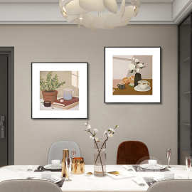 现代简约饭厅装饰画 画温馨生活北欧风格饭桌背景墙挂画 画高级饭