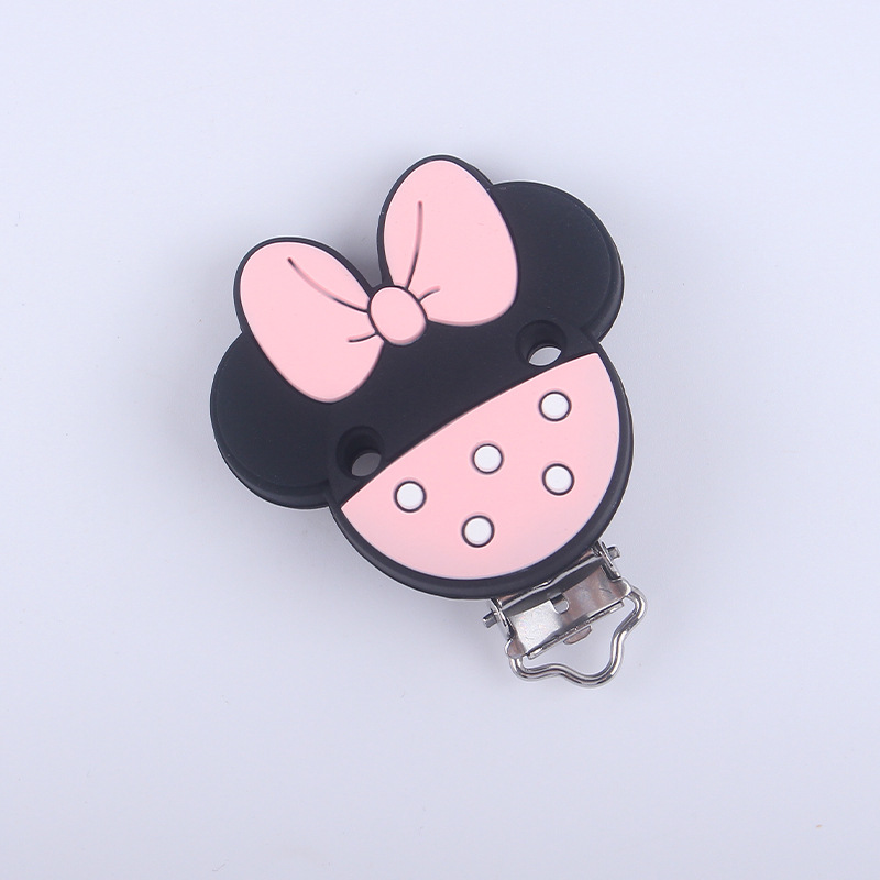 Nuevo bebé suministros de dibujos animados de silicona animal chupete clip calmante bebé chupete de silicona anti-gota clip de cadena