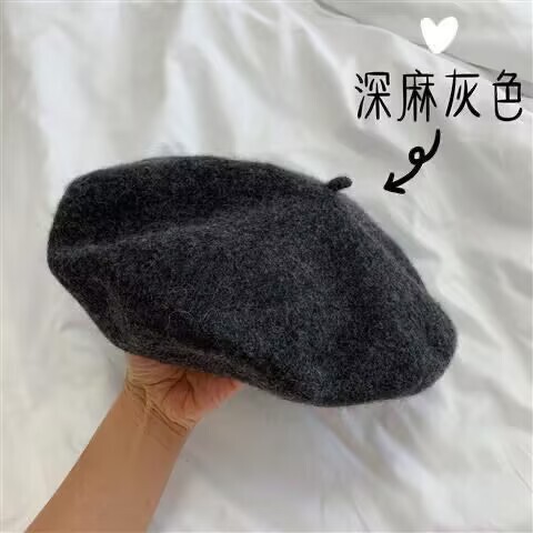 新しい秋と冬の女性の帽子韓国スタイル無地ファッションドーム立体ウールベレー帽カボチャ英国画家|undefined