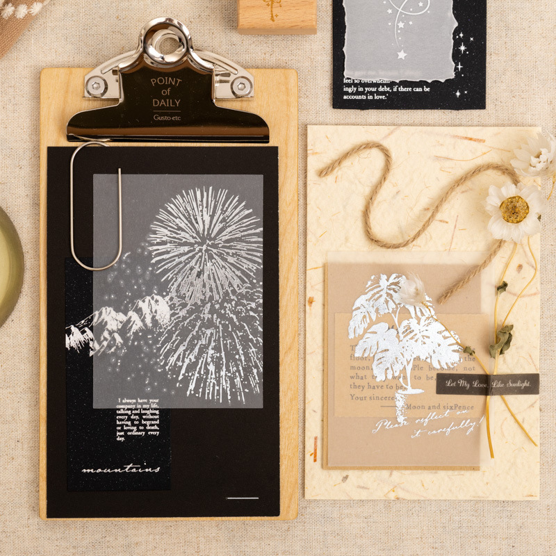 Tomato Sauce Girl Moonlight Collection Series Sulfuric Acid Paper Silver Stamping Sticker Pack DIY Decoration for Journals 4 Styles