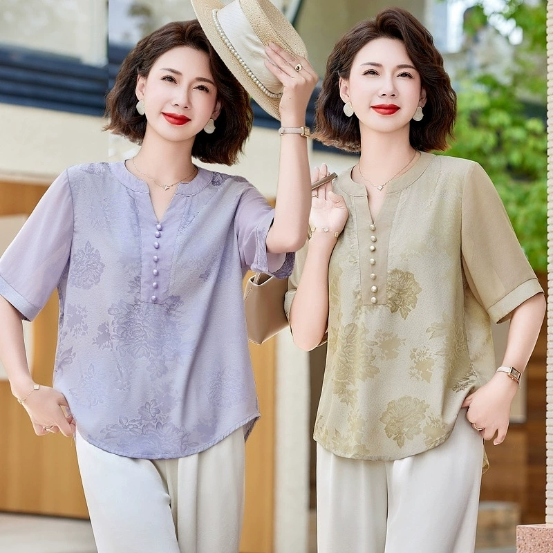 День матери мама летняя новая китайская рубашка 2025 новая женская летняя футболка с короткими рукавами