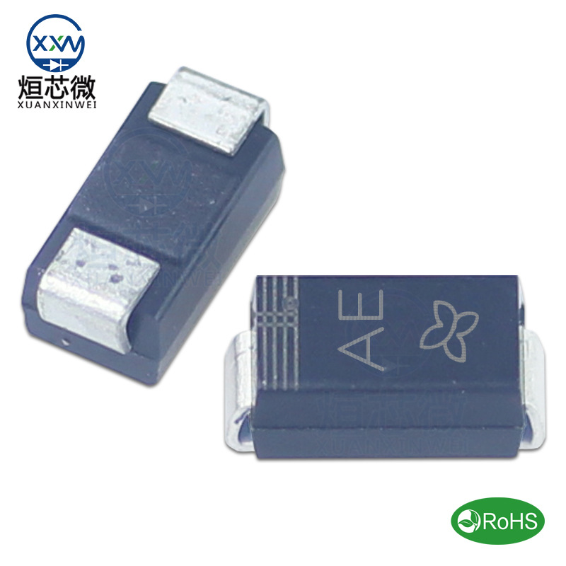 工厂直营 SMAJ5.0A 丝印AE 单向5V DO-214AC封装 TVS瞬变二极管