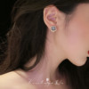 Retro small sophisticated earrings, square ear clips, no pierced ears