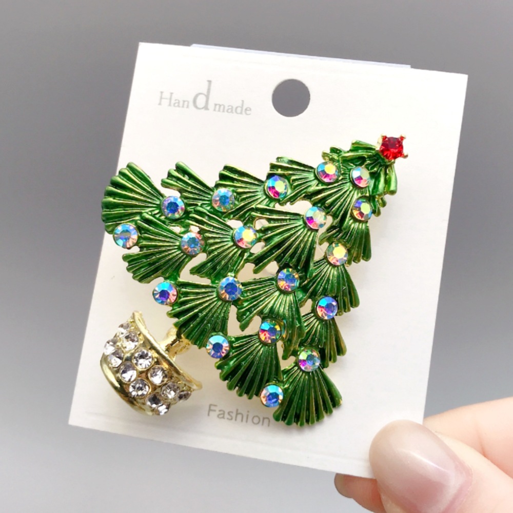 Cross-Border Christmas Tree Brooch New Year Enamel Christmas Corsage Brooch Accessories