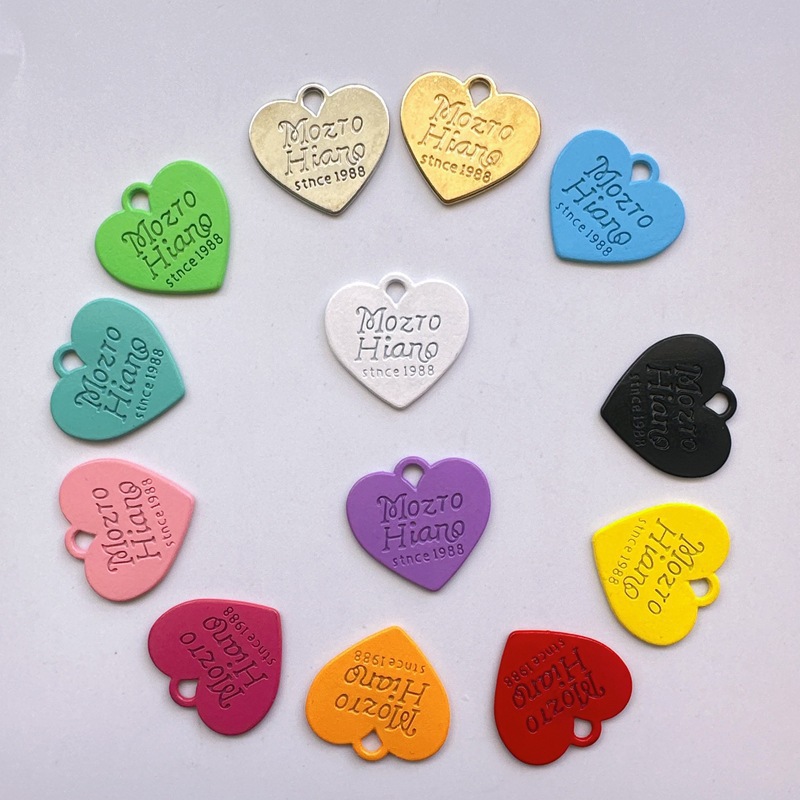 Love Double-Sided Pendant Handmade DIY Accessories Alloy Spray Paint Colorful Korean Style Necklace Bracelet Pendant Peach Heart Accessories