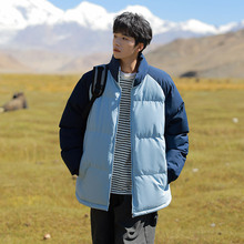 OOTD户外棉服男士冬季百搭休闲运动潮牌时尚拼色立领加厚情侣棉衣