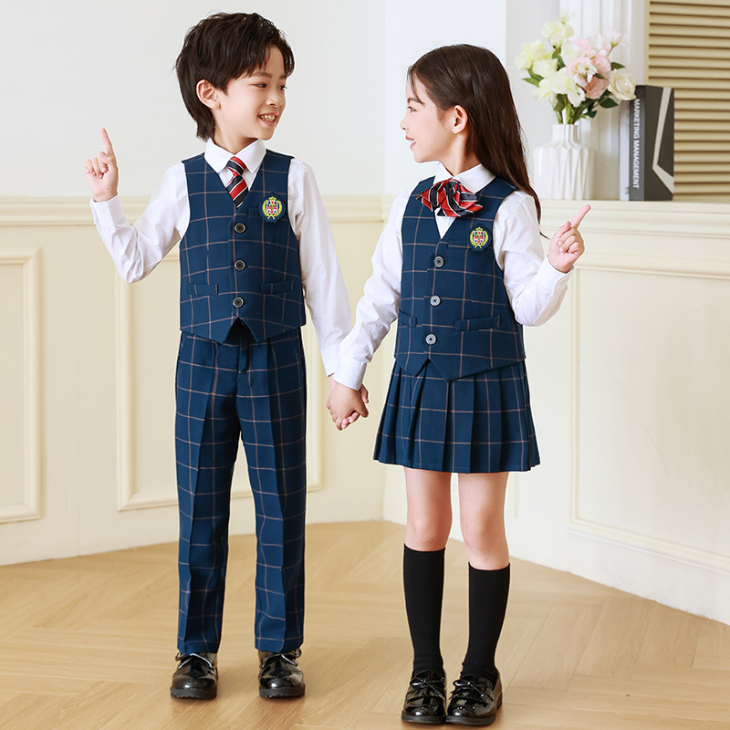 Jardín de Infantes ropa de jardín de verano de algodón puro uniforme escolar estudiante de la escuela primaria estilo británico ropa de clase estilo universitario graduación foto 61 traje de rendimiento