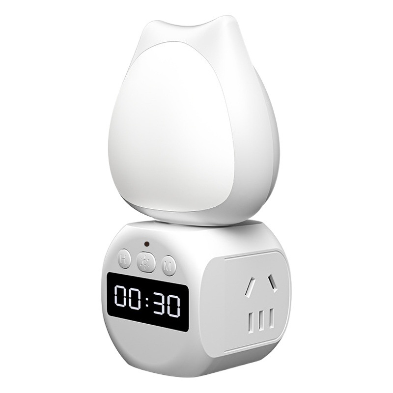 [350 grados de rotación] LED protección de los ojos control de voz inteligente con pantalla de reloj noche luz plug-in de doble uso